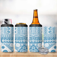 Blue Bula Fiji 4 in 1 Can Cooler Tumbler Unique Masi Tapa Pattern LT14 - Polynesian Pride