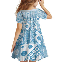 Blue Bula Fiji Family Matching Summer Maxi Dress and Hawaiian Shirt Unique Masi Tapa Pattern