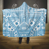 Blue Bula Fiji Hooded Blanket Unique Masi Tapa Pattern LT14 - Polynesian Pride