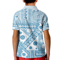 Blue Bula Fiji Kid Polo Shirt Unique Masi Tapa Pattern LT14 - Polynesian Pride