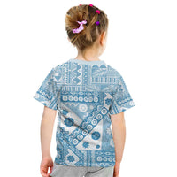 Blue Bula Fiji Kid T Shirt Unique Masi Tapa Pattern LT14 - Polynesian Pride
