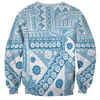 Blue Bula Fiji Sweatshirt Unique Masi Tapa Pattern LT14 - Polynesian Pride