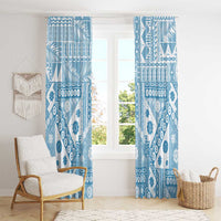 Blue Bula Fiji Window Curtain Unique Masi Tapa Pattern