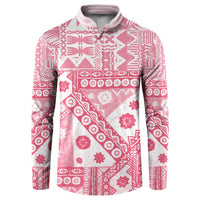 Pink Bula Fiji Button Sweatshirt Unique Masi Tapa Pattern LT14 Pink - Polynesian Pride