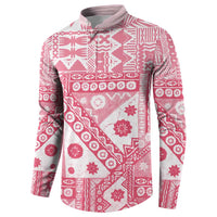 Pink Bula Fiji Button Sweatshirt Unique Masi Tapa Pattern LT14 - Polynesian Pride
