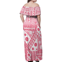 Pink Bula Fiji Family Matching Off Shoulder Maxi Dress and Hawaiian Shirt Unique Masi Tapa Pattern LT14 - Polynesian Pride