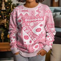 Pink Bula Fiji Kid Ugly Christmas Sweater Unique Masi Tapa Pattern LT14 - Polynesian Pride