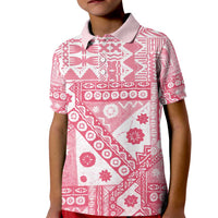 Pink Bula Fiji Kid Polo Shirt Unique Masi Tapa Pattern LT14 Kid Pink - Polynesian Pride