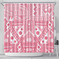 Pink Bula Fiji Shower Curtain Unique Masi Tapa Pattern