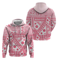 Pink Bula Fiji Zip Hoodie Unique Masi Tapa Pattern