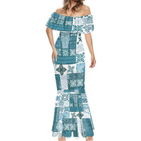 Hawaiian Quilt Mermaid Dress Tiki Tropical Retro Dark Cyan Version LT14 - Polynesian Pride