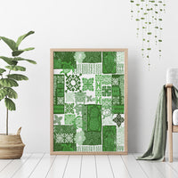 Hawaiian Quilt Canvas Wall Art Tiki Tropical Retro Green Version LT14 - Polynesian Pride