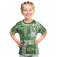 Hawaiian Quilt Kid T Shirt Tiki Tropical Retro Green Version LT14 Green - Polynesian Pride