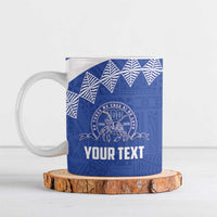 Personalised Tonga Tupou College Toloa Ceramic Mug 160 Years Anniversary Tongan Ngatu Pattern LT14 Blue - Polynesian Pride