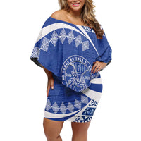 Personalised Tonga Tupou College Toloa Family Matching Off Shoulder Short Dress and Hawaiian Shirt 160 Years Anniversary Tongan Ngatu Pattern