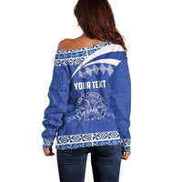 Personalised Tonga Tupou College Toloa Off Shoulder Sweater 160 Years Anniversary Tongan Ngatu Pattern