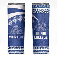 Personalised Tonga Tupou College Toloa Skinny Tumbler 160 Years Anniversary Tongan Ngatu Pattern