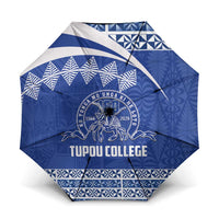Tonga Tupou College Toloa Umbrella 160 Years Anniversary Tongan Ngatu Pattern LT14 One Size Folded 11.42 inch Opened Diameter 37.4 inch Blue - Polynesian Pride