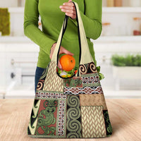 Beige Aotearoa Kowhaiwhai Pattern Grocery Bag NZ Maori Quilt Style