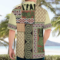 Beige Aotearoa Kowhaiwhai Pattern Hawaiian Shirt NZ Maori Quilt Style
