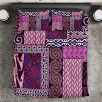 Pink Aotearoa Kowhaiwhai Pattern Bedding Set NZ Maori Quilt Style