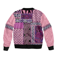 Pink Aotearoa Kowhaiwhai Pattern Bomber Jacket NZ Maori Quilt Style