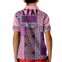 Pink Aotearoa Kowhaiwhai Pattern Kid Polo Shirt NZ Maori Quilt Style LT14 - Polynesian Pride