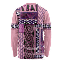 Pink Aotearoa Kowhaiwhai Pattern Long Sleeve Shirt NZ Maori Quilt Style LT14 - Polynesian Pride