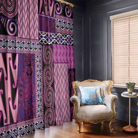 Pink Aotearoa Kowhaiwhai Pattern Window Curtain NZ Maori Quilt Style