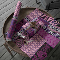 Pink Aotearoa Kowhaiwhai Pattern Wrapping Paper NZ Maori Quilt Style - Polynesian Pride