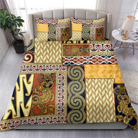 Yellow Aotearoa Kowhaiwhai Pattern Bedding Set NZ Maori Quilt Style