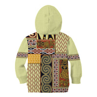 Yellow Aotearoa Kowhaiwhai Pattern Kid Hoodie NZ Maori Quilt Style LT14 - Polynesian Pride