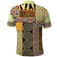 Yellow Aotearoa Kowhaiwhai Pattern Polo Shirt NZ Maori Quilt Style