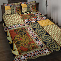 Yellow Aotearoa Kowhaiwhai Pattern Quilt Bed Set NZ Maori Quilt Style
