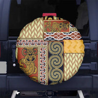Yellow Aotearoa Kowhaiwhai Pattern Spare Tire Cover NZ Maori Quilt Style LT14 No hole Yellow - Polynesian Pride