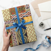 Yellow Aotearoa Kowhaiwhai Pattern Wrapping Paper NZ Maori Quilt Style - Polynesian Pride