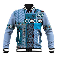 Blue Aotearoa Kowhaiwhai Pattern Baseball Jacket NZ Maori Quilt Style LT14 Unisex Blue - Polynesian Pride