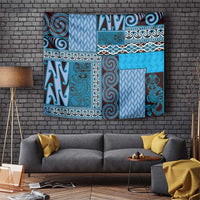 Blue Aotearoa Kowhaiwhai Pattern Tapestry NZ Maori Quilt Style LT14 Blue - Polynesian Pride