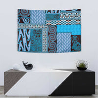 Blue Aotearoa Kowhaiwhai Pattern Tapestry NZ Maori Quilt Style LT14 - Polynesian Pride
