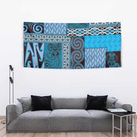 Blue Aotearoa Kowhaiwhai Pattern Tapestry NZ Maori Quilt Style LT14 - Polynesian Pride