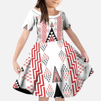 Aotearoa Taniko Family Matching Off The Shoulder Long Sleeve Dress and Hawaiian Shirt Niho Taniwha Purapura Whetu Mix Poutama