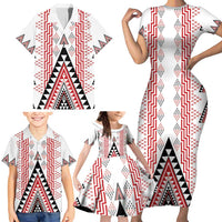 Aotearoa Taniko Family Matching Short Sleeve Bodycon Dress and Hawaiian Shirt Niho Taniwha Purapura Whetu Mix Poutama