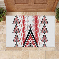 Aotearoa Taniko Rubber Doormat Niho Taniwha Purapura Whetu Mix Poutama LT14 White - Polynesian Pride