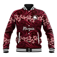 Personalised Cook Islands Mangaia Baseball Jacket Tiare Maori Polynesian Waves Tattoo