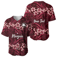 Personalised Cook Islands Mangaia Baseball Jersey Tiare Maori Polynesian Waves Tattoo