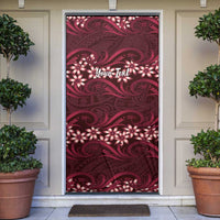 Personalised Cook Islands Mangaia Door Cover Tiare Maori Polynesian Waves Tattoo LT14 Burgundy - Polynesian Pride