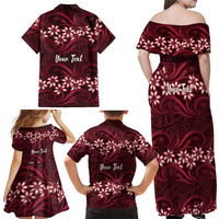 Personalised Cook Islands Mangaia Family Matching Off Shoulder Maxi Dress and Hawaiian Shirt Tiare Maori Polynesian Waves Tattoo
