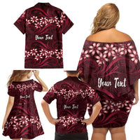 Personalised Cook Islands Mangaia Family Matching Off Shoulder Short Dress and Hawaiian Shirt Tiare Maori Polynesian Waves Tattoo