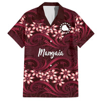 Personalised Cook Islands Mangaia Hawaiian Shirt Tiare Maori Polynesian Waves Tattoo LT14 Burgundy - Polynesian Pride