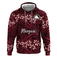 Personalised Cook Islands Mangaia Hoodie Tiare Maori Polynesian Waves Tattoo LT14 Pullover Hoodie Burgundy - Polynesian Pride